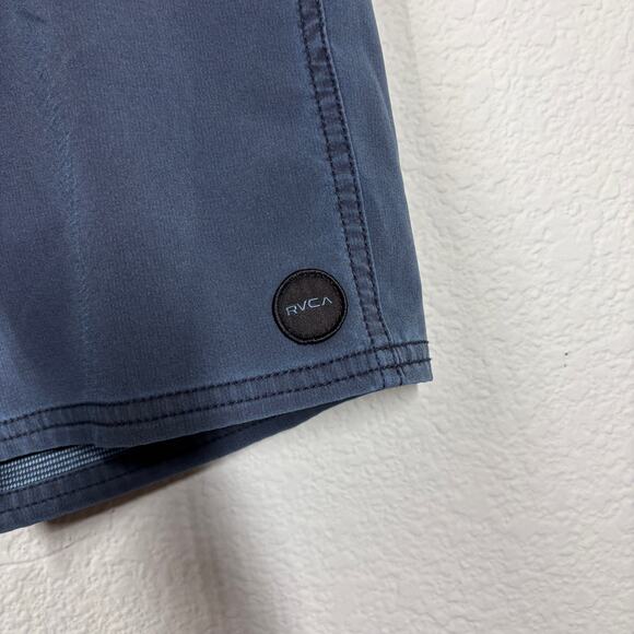 RVCA Mens Size 28 VA Pigment Trunk Board Shorts Navy Tie Front Stretch - Picture 12 of 12